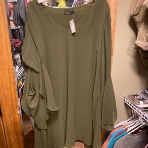 Very J Ruffle Sleeve Green Dress - New With Tags!